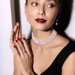 Колье-чокер из Морского Жемчуга Акойя с Бриллиантами, N0156-0-1