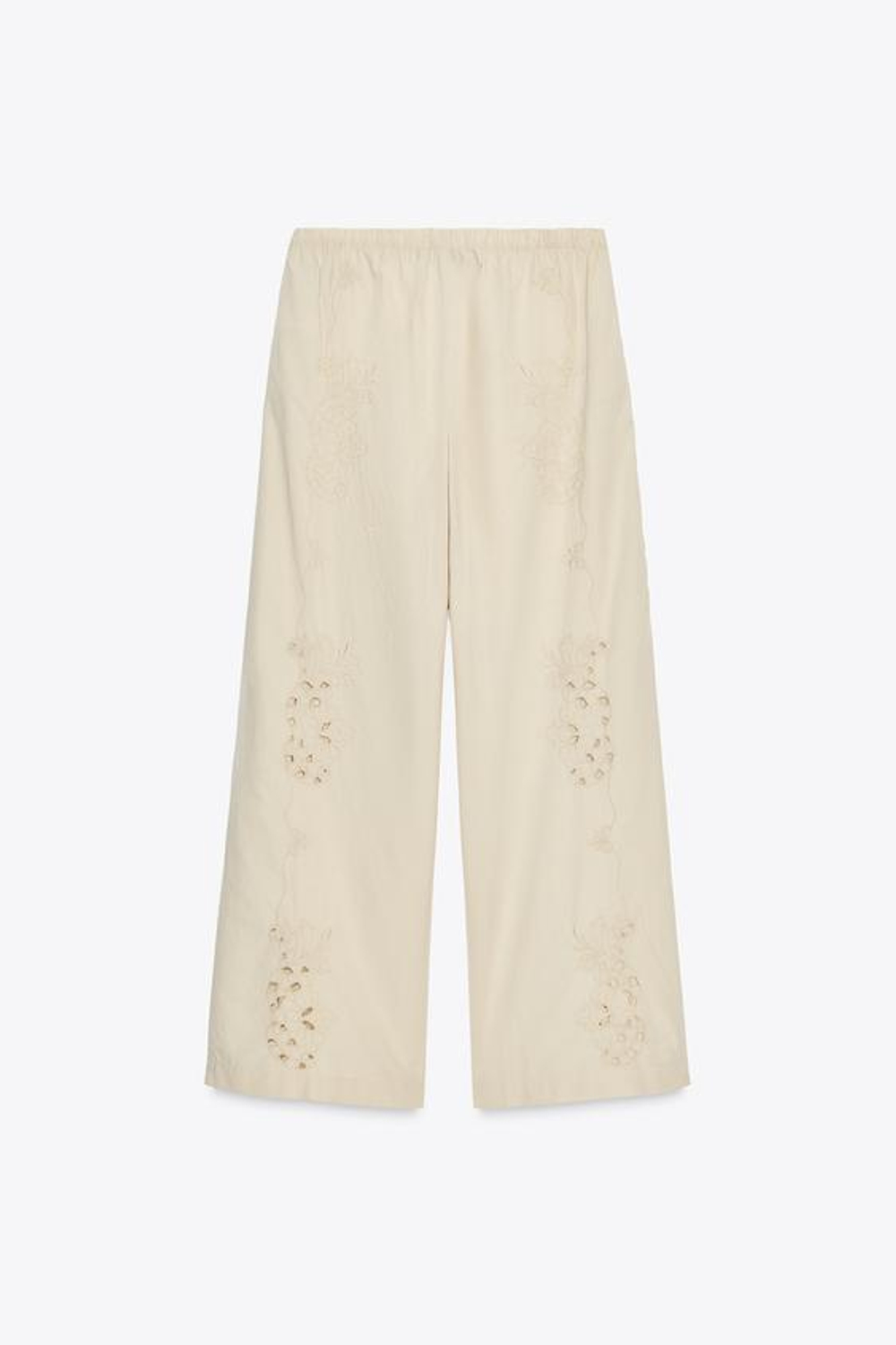 ZARA БРЮКИ В ПИЖАМНОМ СТИЛЕ С ВЫШИВКОЙ, СЕРО-КОРИЧНЕВЫЙ