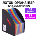 Лоток-органайзер вертикальный для бумаг и документов 13 отделений BRAUBERG DOCS А4 черный (2 штуки в упаковке)