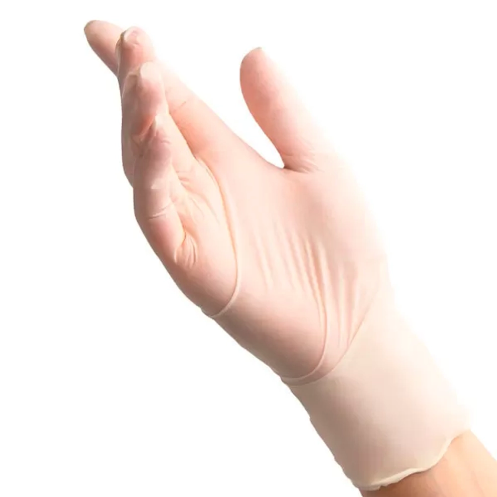 Перчатки латексные смотровые нестерильные неопудренные Benovy размер М бежевые 50 пар