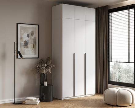 Шкаф Бруно 1200 с антресолью ЛДСП белый/ЛДСП белый