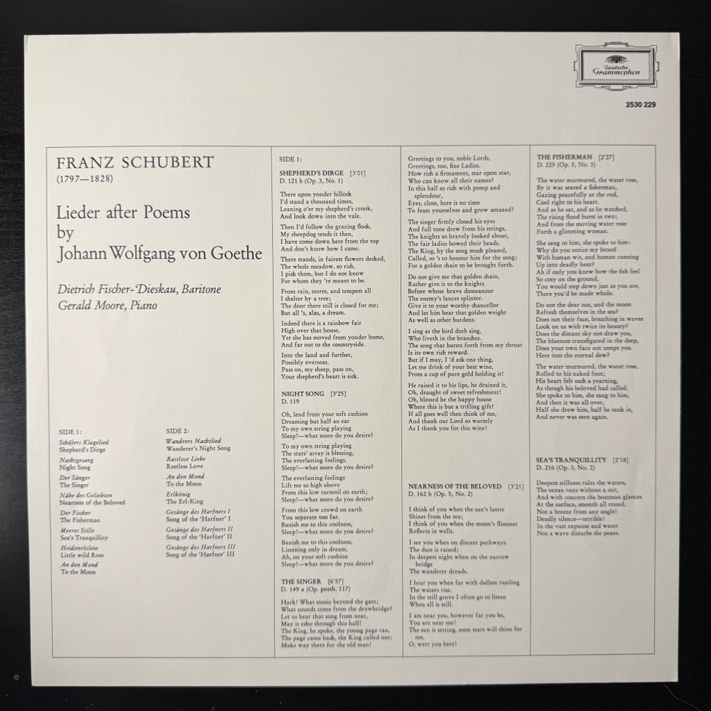 Шуберт - Песни на стихи Гете (Германия 1970г.)