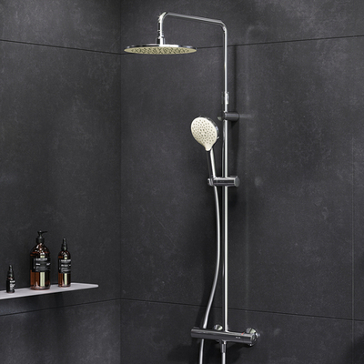 F0780464 Like,душ.система набор:см-ль д/душа термостат,верх.душ d250 мм, ручной душ 120 мм, 3 функци