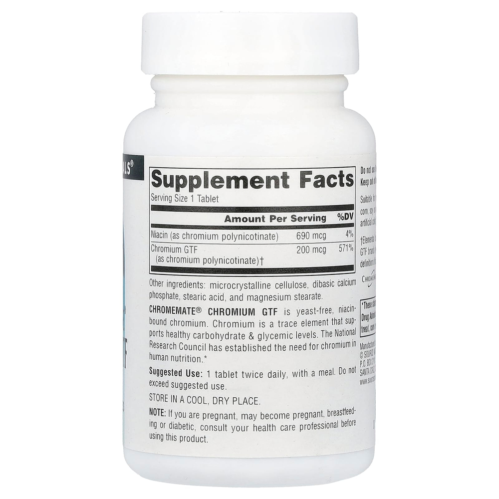 Source Naturals, Chromemate® GTF, хром, 200 мкг, 240 таблеток