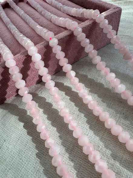 Бусины из розового кварца 6х4мм, рондель (10 шт)