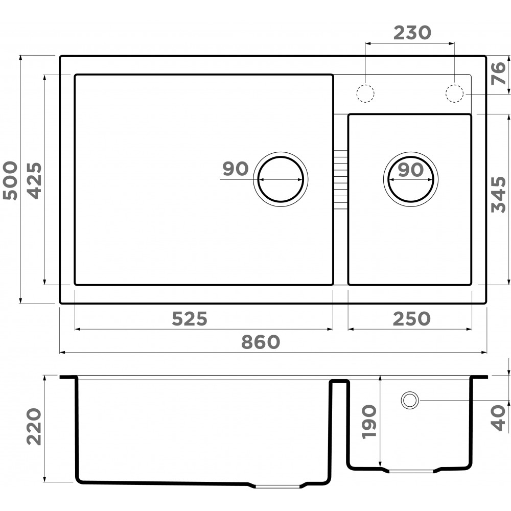Кухонная мойка Omoikiri Tedori-86-2-LB-BL