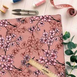 Ткань барби веточки с листочками