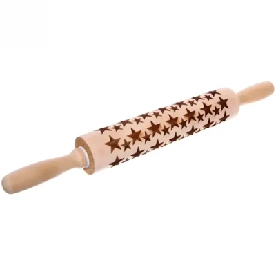 Скалка деревянная фигурная «Звездочки» 43*5см