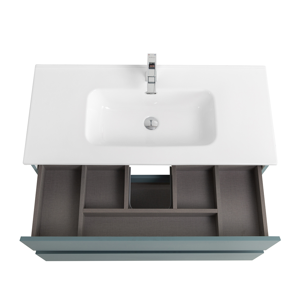 Тумба с раковиной подвесная BelBagno KRAFT-1000-2C-SO-AO Голубой матовый, раковина белая BB1000ETL