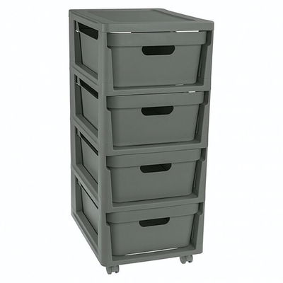 Комод на колесах luxe, 4 ящика, 300х385х690 мм (серый)