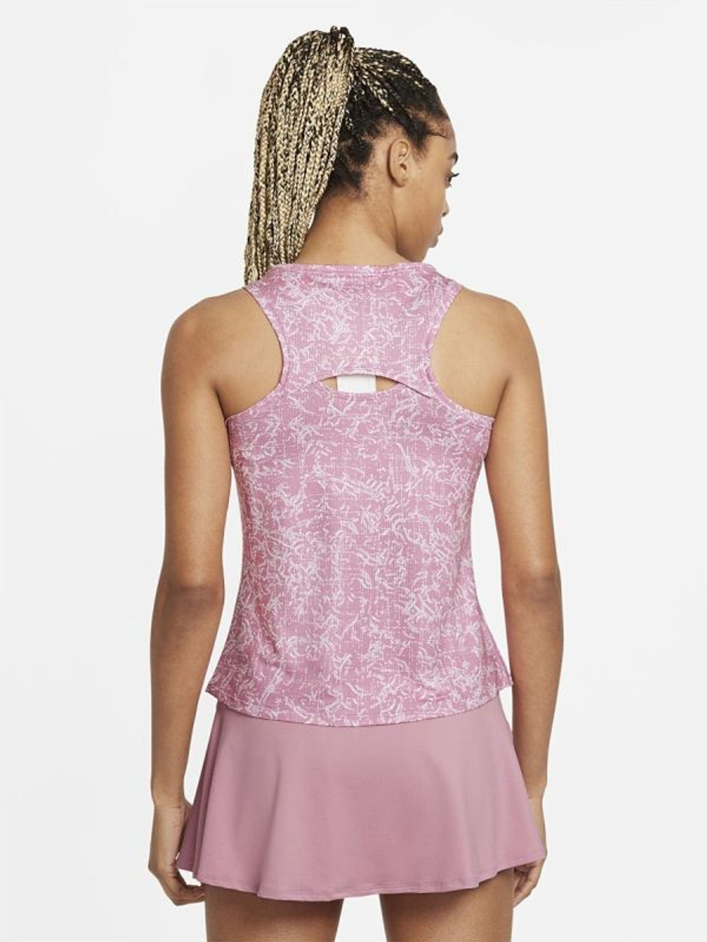 Женский топ теннисный Nike Court Victory Tank Print W - elemental pink/white