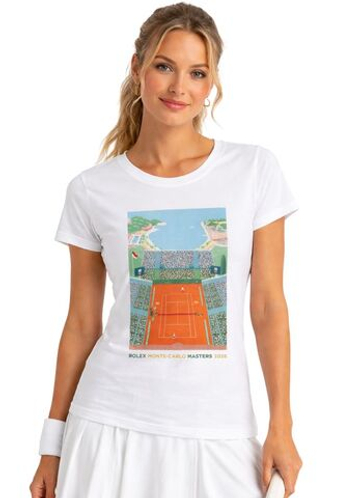 Женская теннисная футболка Monte-Carlo Rolex Masters Affiche Print - white