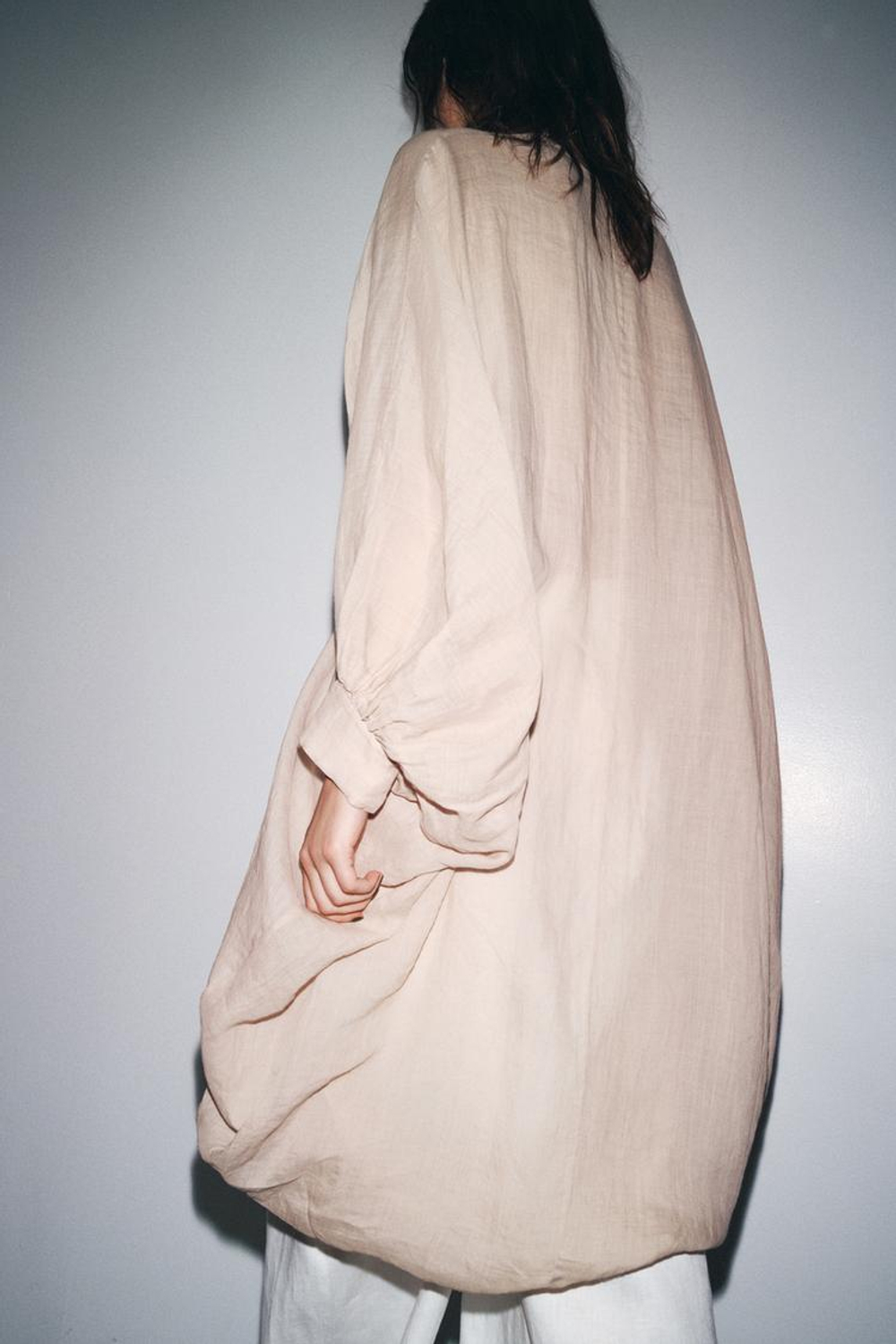 ZARA ДЛИННЫЙ ТОП ИЗ РАМИ — ZW COLLECTION, БЕЖЕВЫЙ