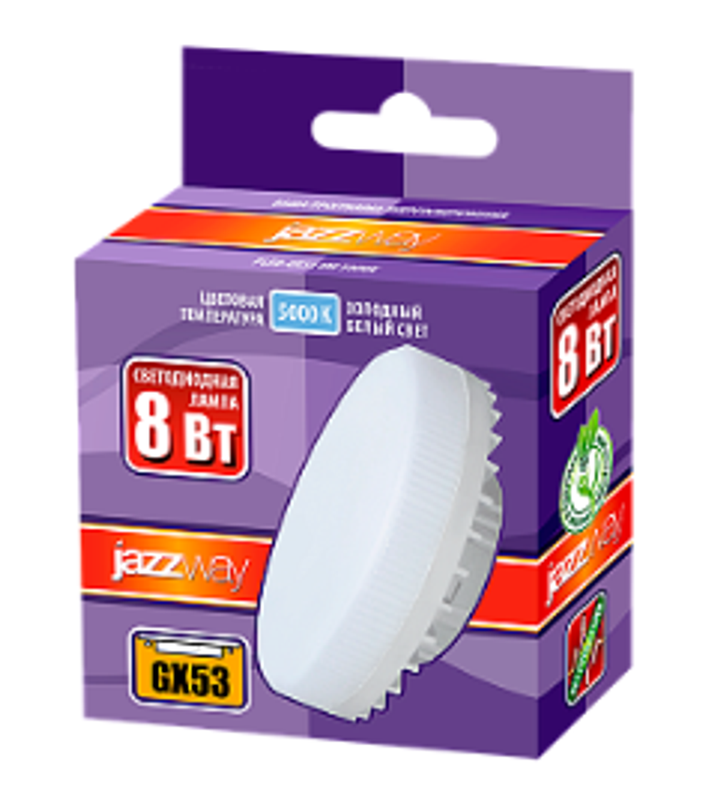 155_ Jazzway GX53 8W(680lm) 5000K 4K 28x75 матов арт. 2855404 ш/к 4897062855404