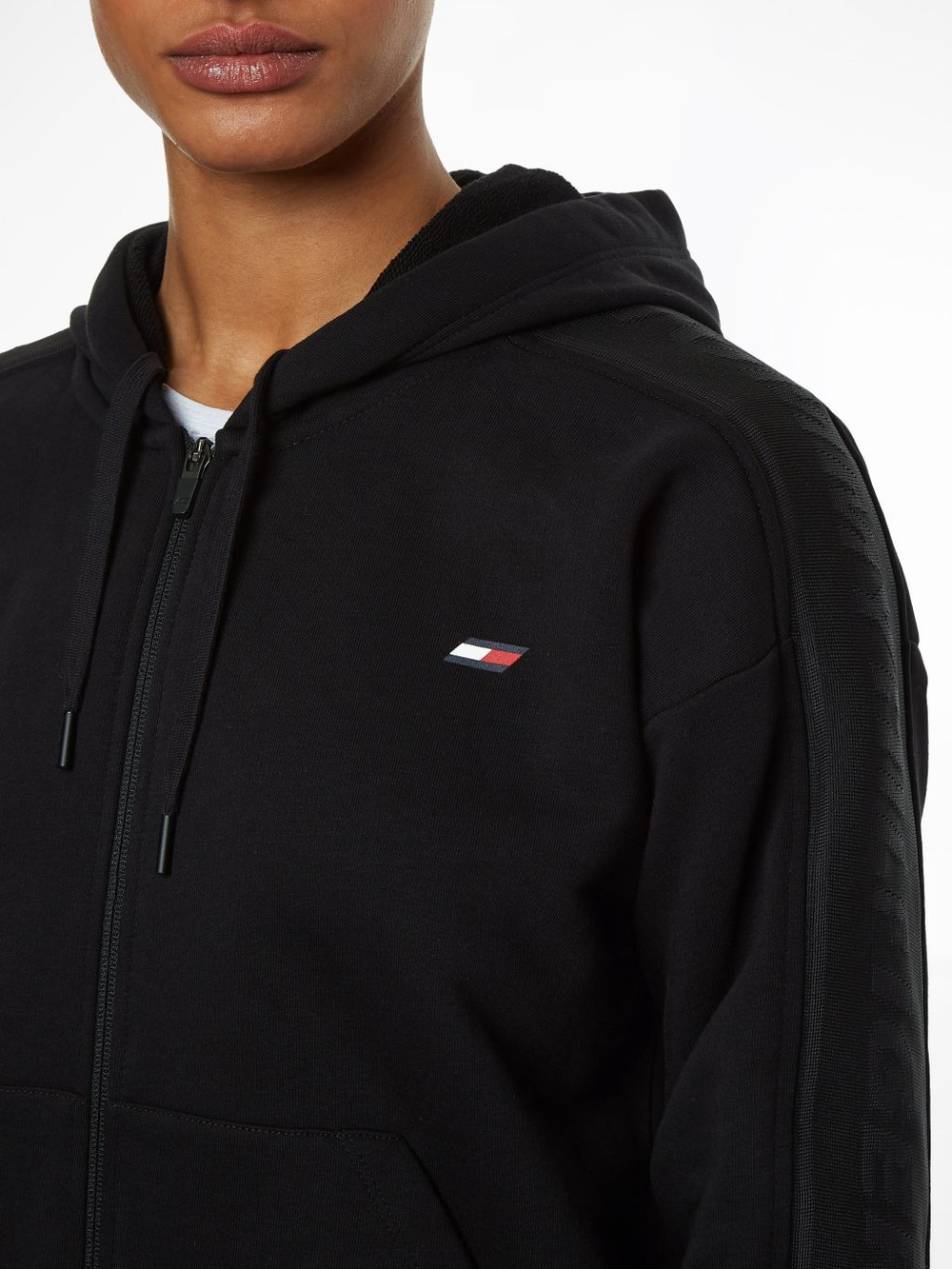 Женская теннисная куртка Tommy Hilfiger Relaxed Branded Zip Up Hoodie - black