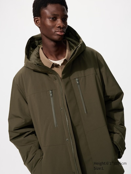 UNIQLO Гибридная парка из переработанного пуха, темно-коричневый