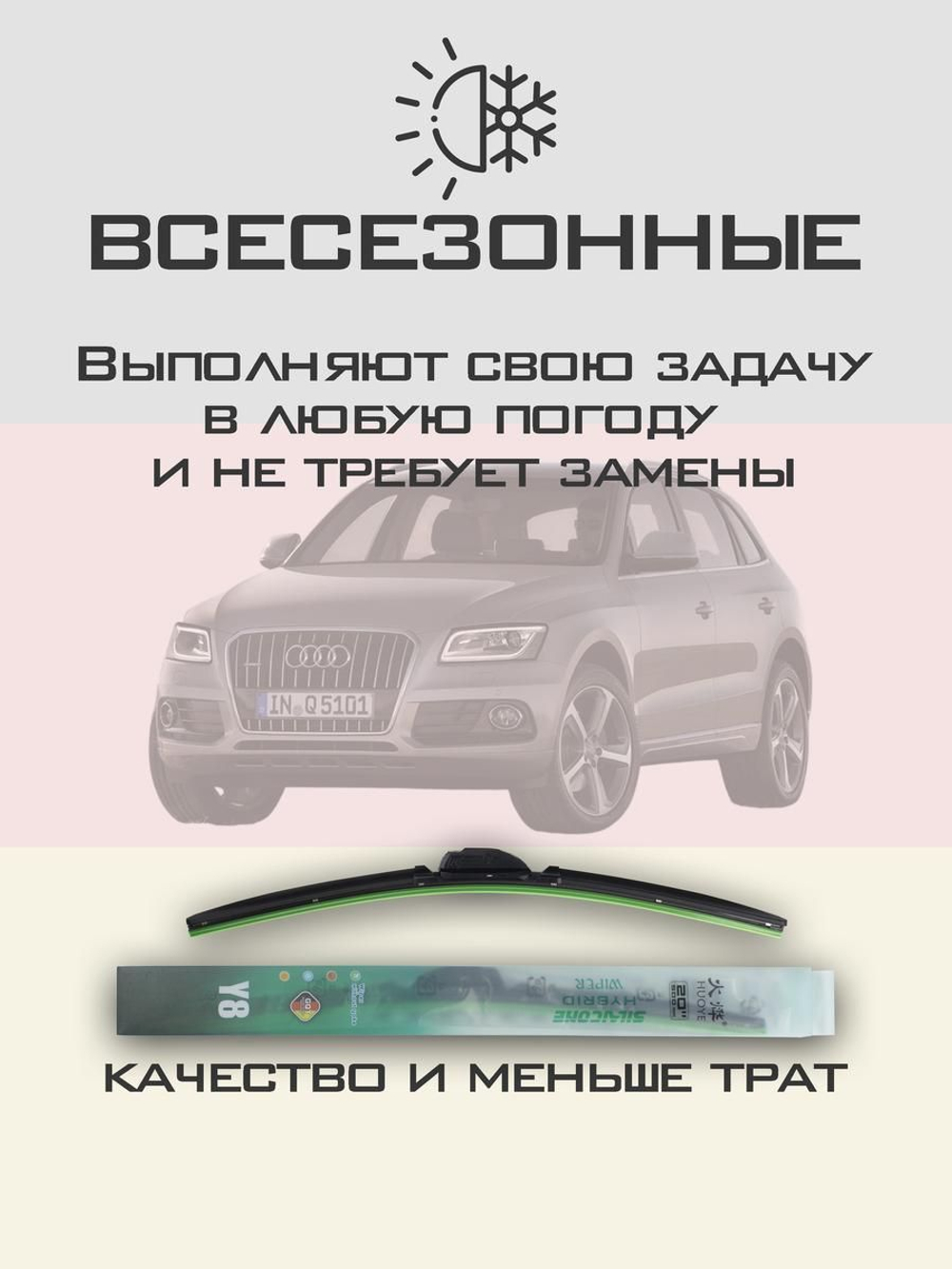 Щетки стеклоочистителя HUOYE Y8 600/500 мм на Audi Q5 | Push button