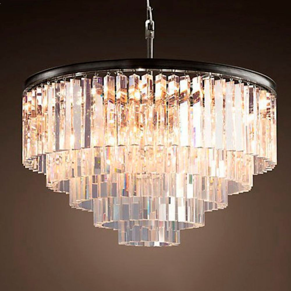 Подвесная Люстра Rh 1920S Odeon Clear Glass Fringe Chandelier D80 By Imperiumloft