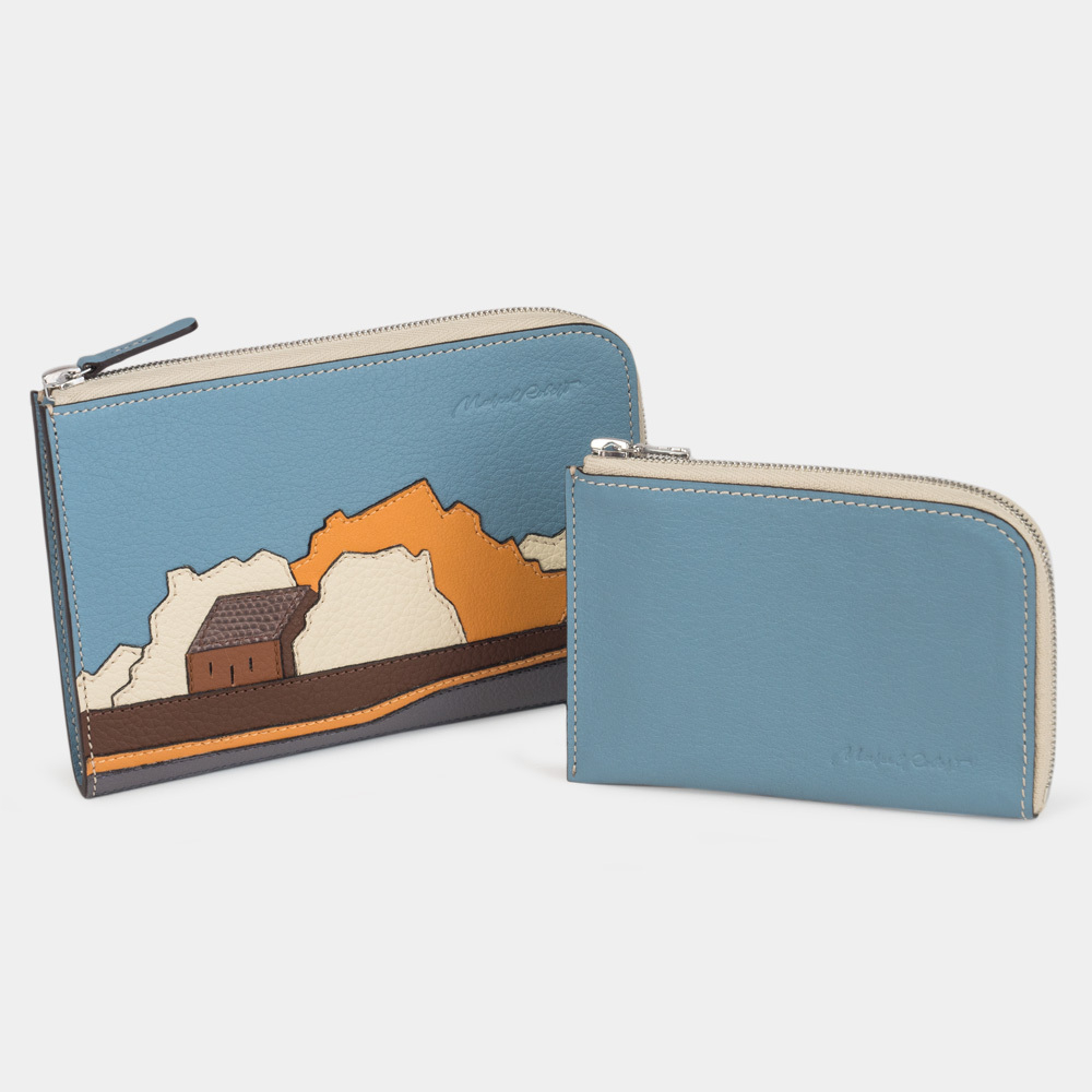 Кошелек Pont Aven из кожи теленка, голубого цвета с аппликацией