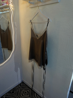 Топ Ацетат с органзой (кофейный хаки)