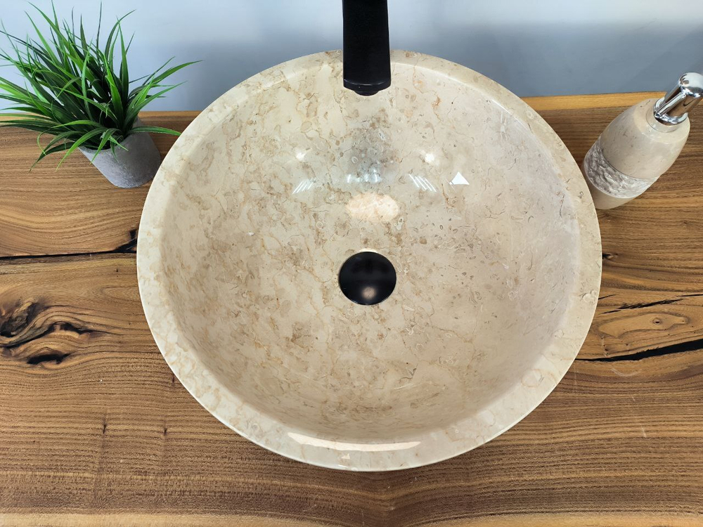 Раковина из мрамора Bowl Cream Dotted BM-65736 40х40х17 из натурального камня