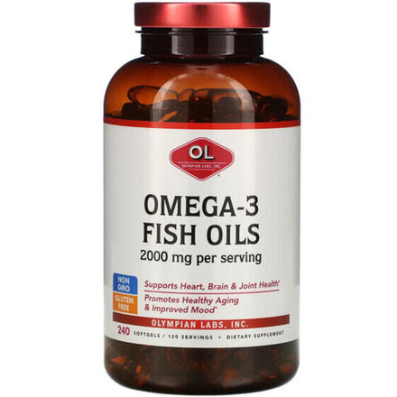 Рыбий жир и Омега 3, 6, 9 Olympian Labs, рыбий жир с омега-3, 1000 мг, 240 капсул