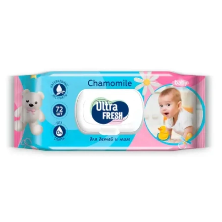 Ultra Fresh Baby Влажные салфетки для детей и мам c клапаном 72 шт., блок 12шт.