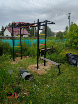 Монтаж уличной шведской стенки Sv Sport Рукоход (4 вертикальных столба)