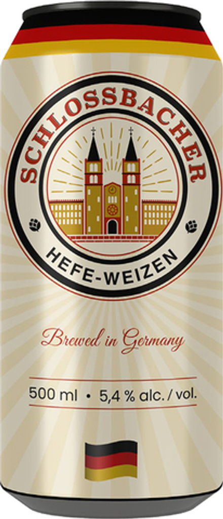 Пиво Шлоссбахер ХефеВайзен / Schlossbacher Hefe-Weizen 0.5 - банка