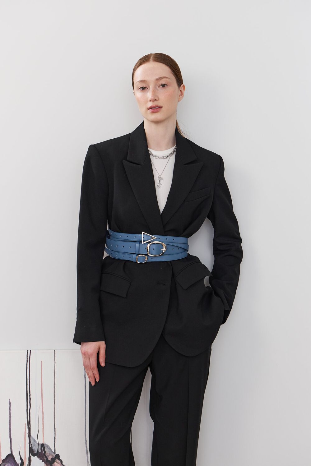 БАЗОВЫЙ ТОНКИЙ РЕМЕНЬ С МЯТОЙ ПРЯЖКОЙ BLUE