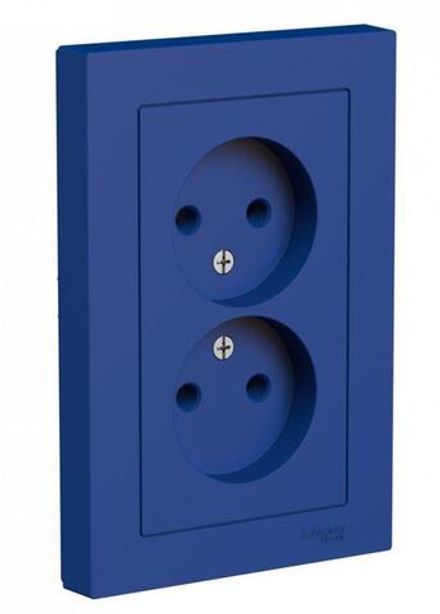 Розетка 2-м AtlasDesign 16А без заземл в сборе аквамарин SE ATN001120