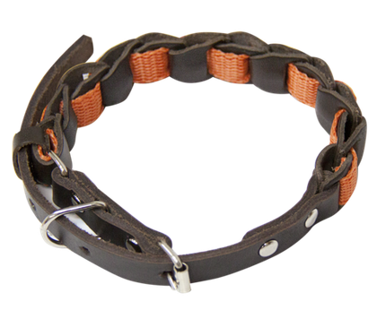 ZOONIK Ошейник плетеный (кожа, стропа) 14 мм, 34-43 см