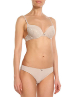 Шелковистые трусики-бразилиана с кружевом Natasha (Размер: M) (Цвет: телесный)