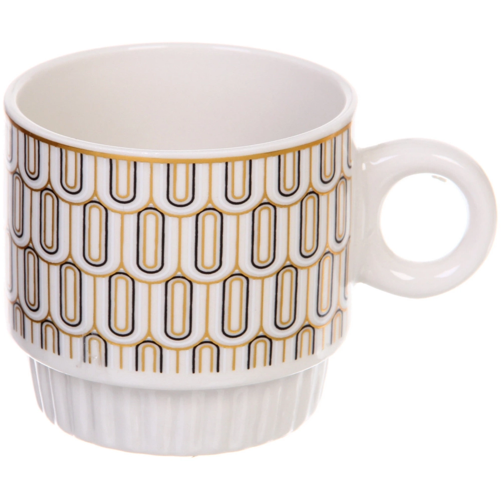 Набор кружек на стойке 280мл «Золотой узор», цвет золото с черным