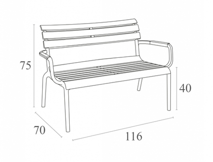 Диван пластиковый двухместный Siesta Contract Paris Lounge, оливковый