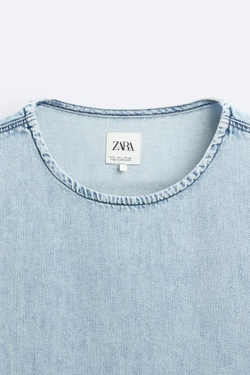 ZARA ДЖИНСОВЫЙ ТОП БЕЗ РУКАВОВ, ГОЛУБОЙ