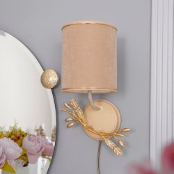 Бра настенный светильник Oliva Branch (Олива Бранч) Айвори левое Мраморное золото с абажуром Терра Беж-2