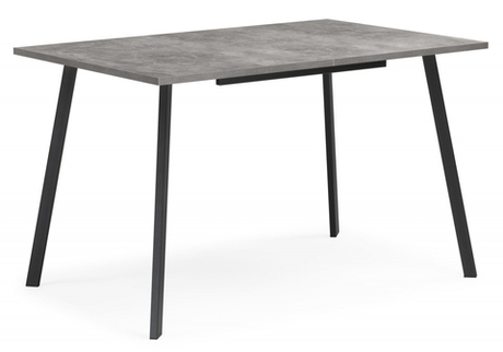 Стол деревянный Woodville Кортни 117 (157) x 77 бетон светлый, черный матовый, ножки черные