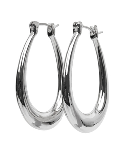 Серьги вытянутый овал, гладкий металл, серебро