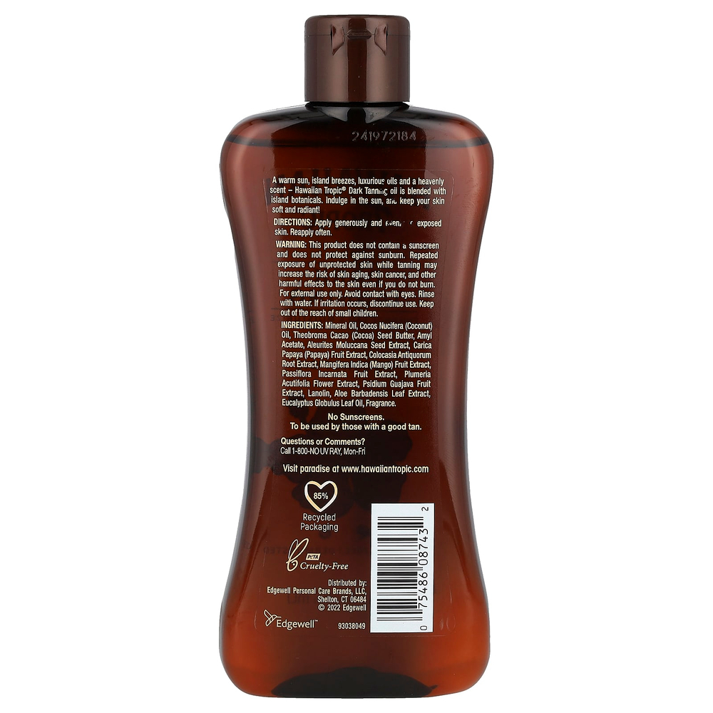 Hawaiian Tropic, Кокосовое масло для темного загара, 236 мл (8 жидк. Унций)