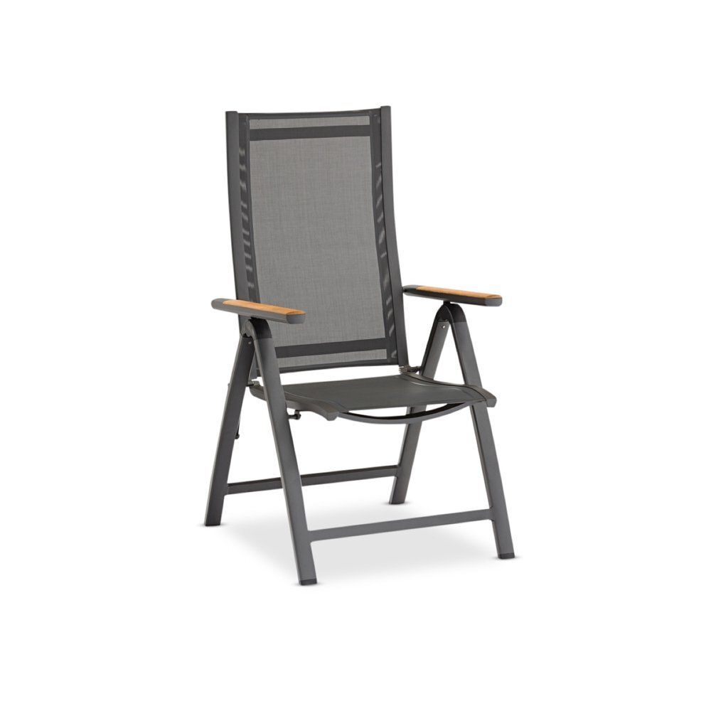 Lyon-Andy 220A+6R, комплект обеденной мебели антрацит/натуральный, алюминий/тик