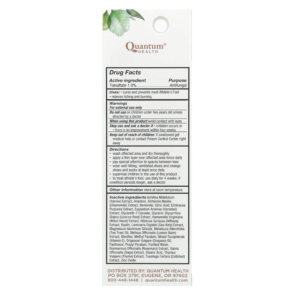 Quantum Health, Athlete's Foot, быстросохнущая формула против грибка стопы, 0,75 унции (21 г)