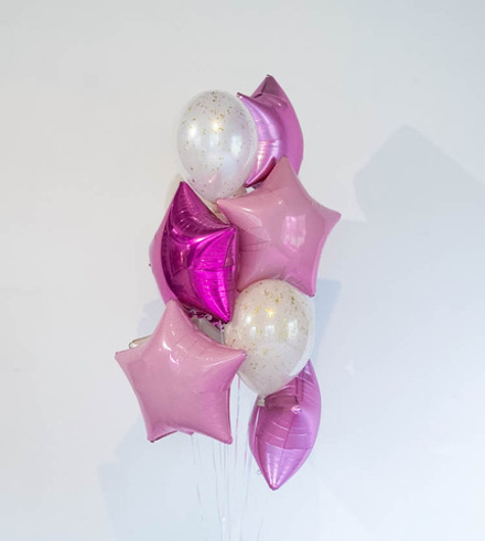 Композиция из гелиевых шаров Розовые звезды