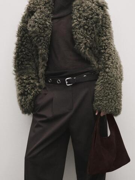 Massimo Dutti Замшевая сумка, коричневый