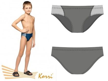 Плавки детские однотонные с боковыми вставками сине-серые размер 32 Korri :П18-012 #30128