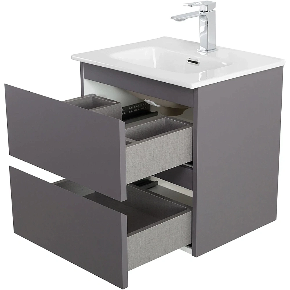 Тумба с раковиной BelBagno 50 KRAFT 39-500/390-2C-SO-GSO+BB500/390ETL темно-серая матовая
