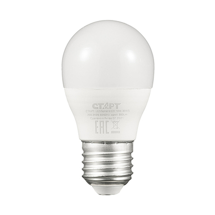 Лампа светодиодная LED Старт ECO Шар, E27, 10 Вт, 2700 K, теплый свет