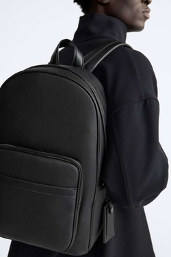 ZARA РЮКЗАК С ГРАВИРОВКОЙ, ЧЕРНЫЙ