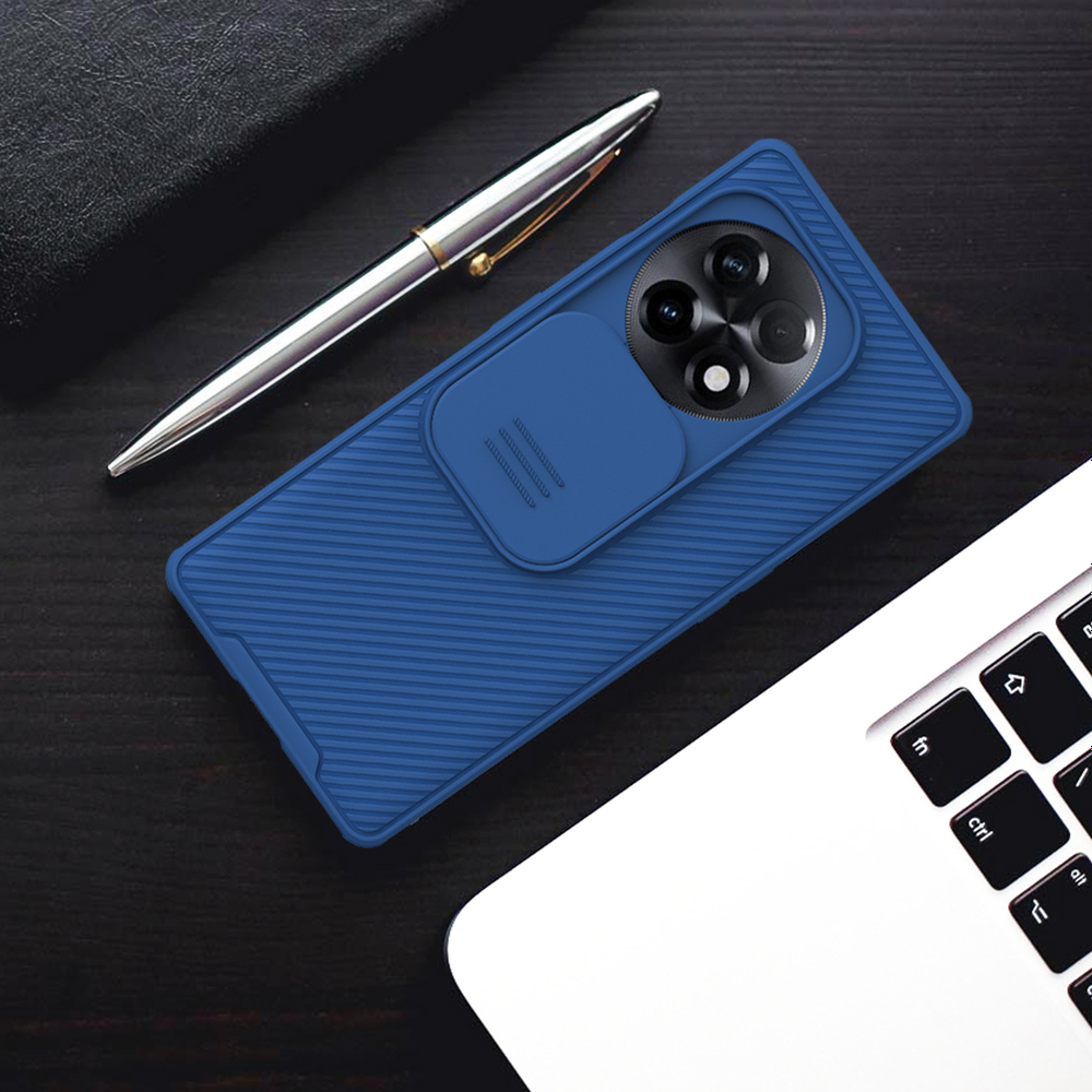 Чехол синего цвета от Nillkin для OnePlus Ace 2 и 11R, серия CamShield Pro, с защитной шторкой для задней камеры