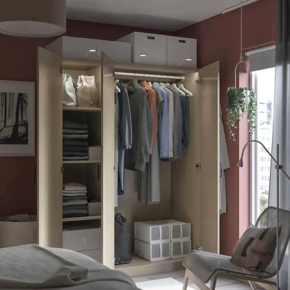 Гардероб - PAX / FORSAND IKEA/ПАКС/  ФОРСАНД ИКЕА,  201х150 см, бежевый